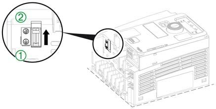 comutador é definido na fábrica na posição mostrada em detalhes 3 Desconecte a posição do filtro interno de CEM o comutador conforme mostrado no detalhe 4 Recoloque a tampa frontal Configuração dos