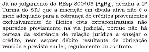 Neste caso, também estamos diante de um ilícito extracontratual, logo, não cabe EF. Deve ser feita a cobrança através de uma ação de conhecimento.