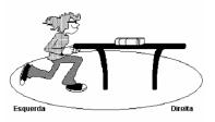 2) Um homem empurra uma mesa com uma força horizontal F da esquerda para a direita, movimentando-a neste sentido. Um livro solto sobre a mesa permanece em repouso em relação a ela.