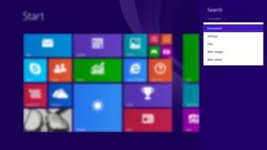 - - Os botões são para navegação, permitindo que você controle sua experiência com o Windows 8.1. Os botões incluem Pesquisar, Compartilhar, Iniciar, Dispositivos e Configurações.