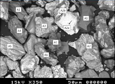 mesmo minerais que contenham o Fe em sua composição química, portanto, pode-se inferir que o ferro está presente em solução sólida nos minerais de manganês ou de ganga, ou em minerais de baixa