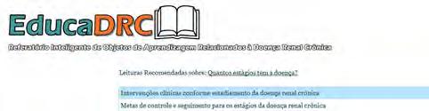 XV Congresso Brasileiro de Informática em Saúde CBIS 2016 O texto inserido pelo usuário é processado com o intuito de identificar palavras-chave do domínio da DRC.