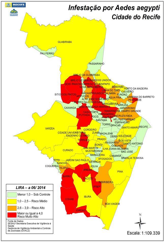 Figura 2 - Comparação entre o levantamento do índice de infestação por Aedes aegypti (LIRA-a) e incidência de