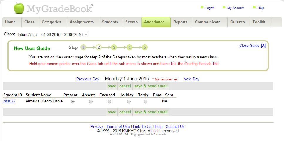 2.1.3. MyGradeBook A MyGradeBook é uma aplicação online que permite a publicação segura de notas de alunos do ensino básico e secundário desde 1999.