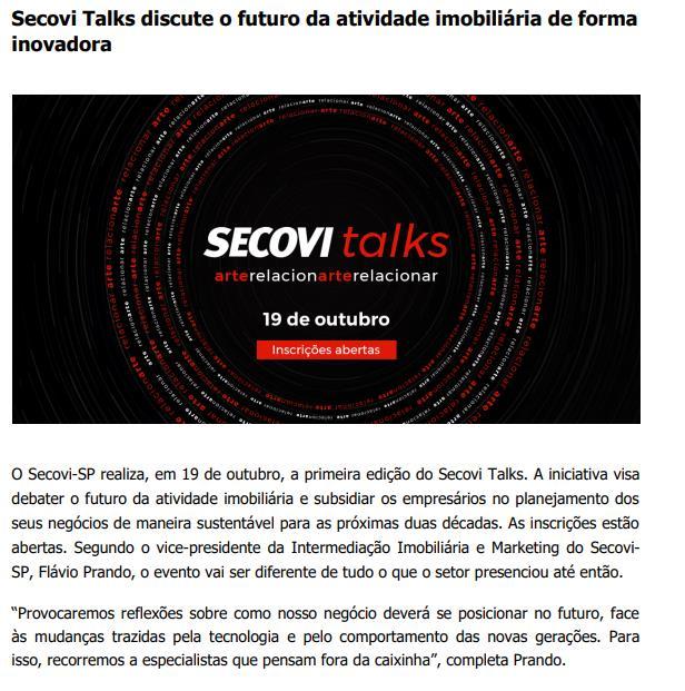 Título: Secovi Talks discute o futuro da atividade