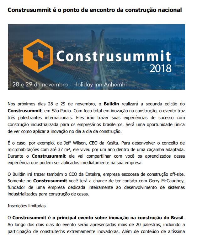 Título: Construsummit é o ponto de encontro da