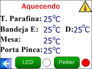 Toque a Tela Principal em Manual e as resistências manterão as estações de trabalho aquecidas