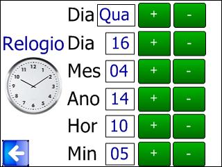 2) Toque Nos parâmetros da Tela e altere tocando + ou até atualizar as informações pretendidas.