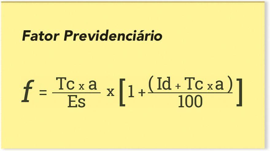 Fator Previdenciário Onde: f = fator previdenciário; Es = expectativa de sobrevida no momento da aposentadoria; Tc = tempo de