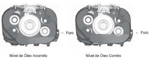 Lubrificação Nível de Óleo Correto Certifique-se do nível de óleo com o bujão aberto, pois o fato de se poder tocar o óleo com o dedo não significa que o nível esteja correto.