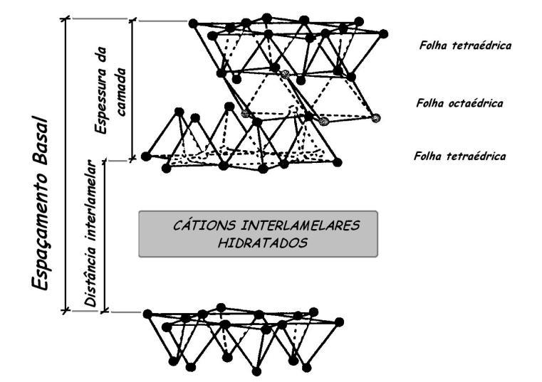 No caso da Vermiculita,um dos modelos estruturais de filossilicatos, os elementos químicos se arranjam para a formação de planos lamelares que são constituídos por duas camadas tetraédricas de