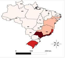 Figura 27: Preço do Papel Branco nos Estados Brasileiros (R$/t) 2001, 2005, 2010 e 2013 2001 2005 2010 2013 Legenda