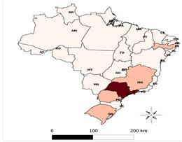 O estado de São Paulo apresentou valores expressivos durante todos os anos analisados, mas seu maior resultado foi obtido em 2008, quando a tonelada foi comercializada por R$1.727,50.