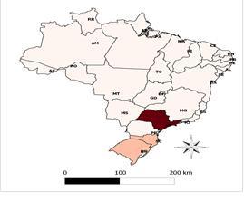 115 Figura 33: Preço de PET nos 18 Estados Brasileiros (R$/t) 2001, 2005, 2010 e 2013 2001 2005 2010 2013 Legenda (R$/t) R$ 0.00 - R$ 3.
