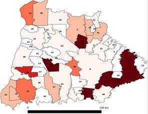 Figura 11: Percentual de Pobreza dos 30 municípios mais representativos da Mesorregião Oeste do