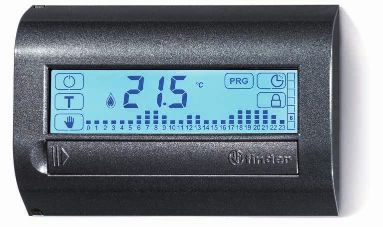 montagem em parede TOUCH SCREEN com programação orientada Pode ser programado através de smartphones com comunicação NFC Retroiluminado Funções de economia de energia ECO1 e ECO2, controle de