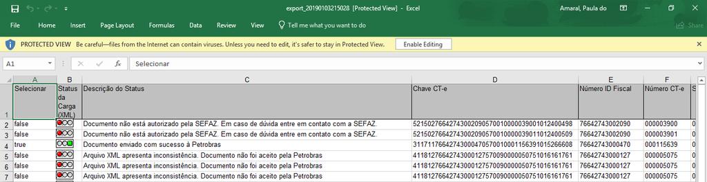 protocolo para um arquivo no formato Excel, basta realizar