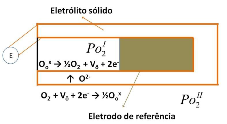 Figura 4 Esquema elétrico de um sensor potenciométrico comercial. Os sensores de oxigênio comerciais são em sua maioria do tipo potenciométrico.