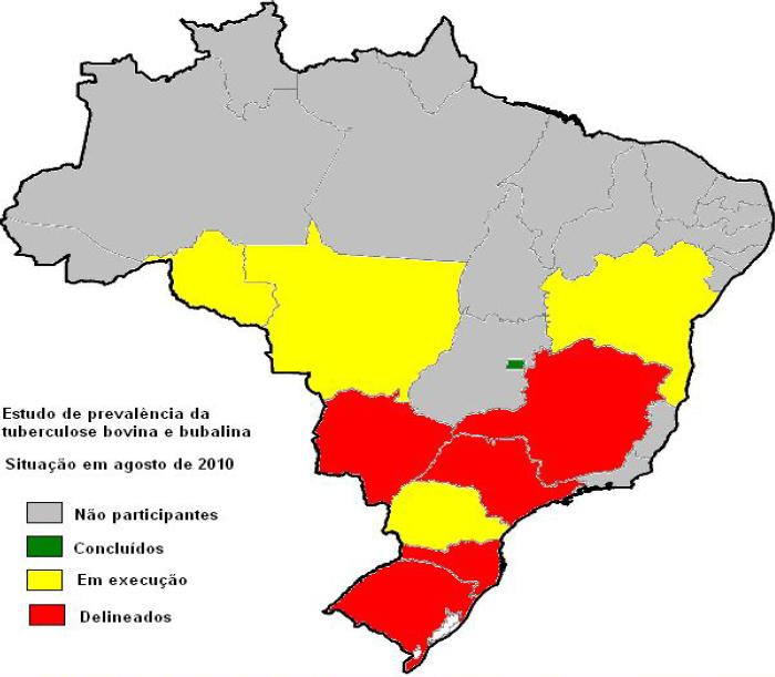 27 FIGURA 5 - ANDAMENTO DO ESTUDO NACIONAL DE PREVALÊNCIA DA TUBERCULOSE BOVINA FONTE: BRASIL. MAPA (2010) 1.