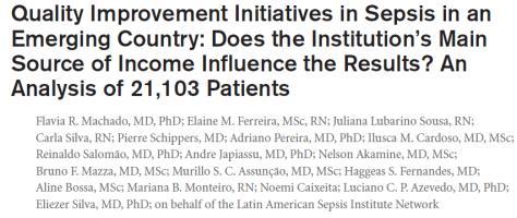 Mudando a realidade usando melhoria de qualidade Latin America Sepsis Institute database Intervention: multifaceted sepsis protocol implementation