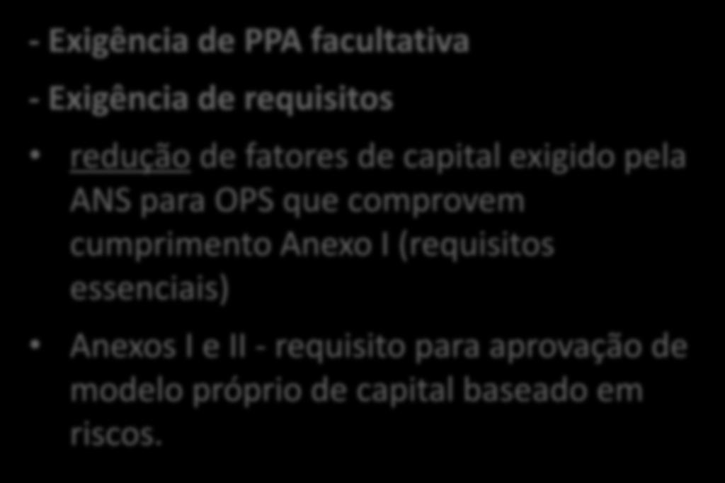 Operacional)* - Exigência de PPA facultativa - Exigência de requisitos