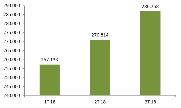 3º Trimestre de 2018: produção record Durante o terceiro trimestre, os resultados operacionais do grupo Altri atingiram um record, com o EBITDA a atingir cerca de 82 milhões de Euros, o que