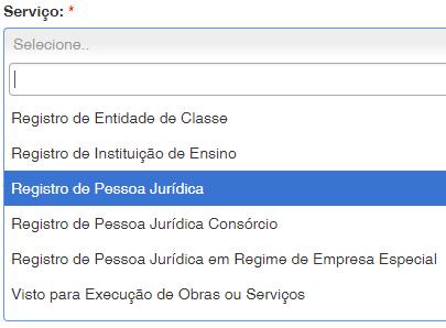 Clique sobre Nova para selecionar o tipo de solicitação.