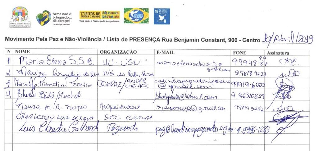 5. Mensagens de religiões. Lembre-se que tem muitas religiões. Existe um Grupo de Diálogo Inter Religioso em Londrina.