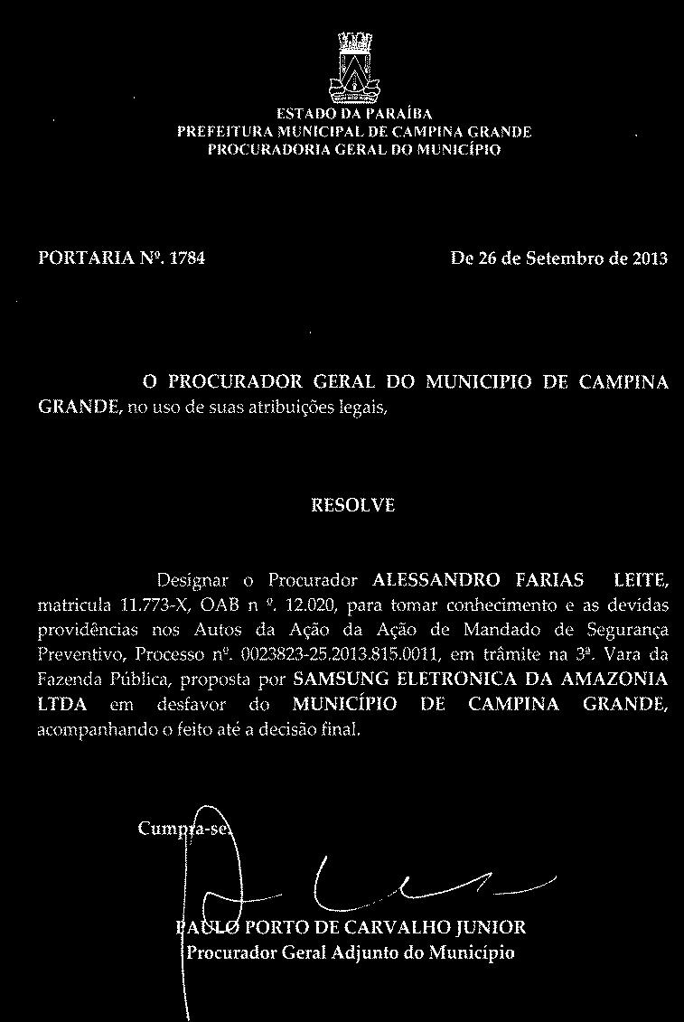 Semanário Oficial Nº 2.328 Campina Grande, 23 a 27 de setembro 2013. Pág.