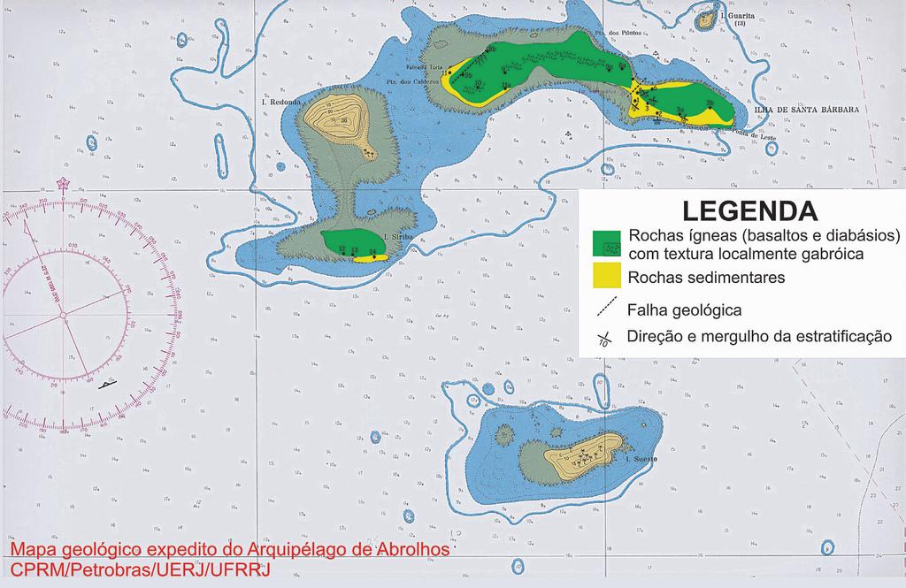 Figura 4 Mapa geológico do Arquipélago de Abrolhos. Figure 4 Geological map of the Abrolhos Archipelago.