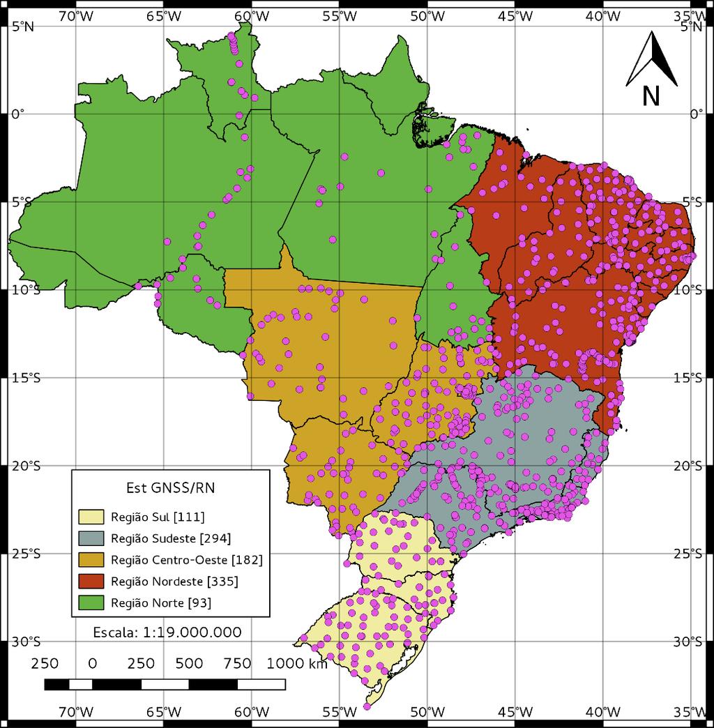 Exemplo de aplicação dos MGGs (Nicácio e Dalazoana Simposio SIRGAS 2017) 997 estações GNSS/RN Método