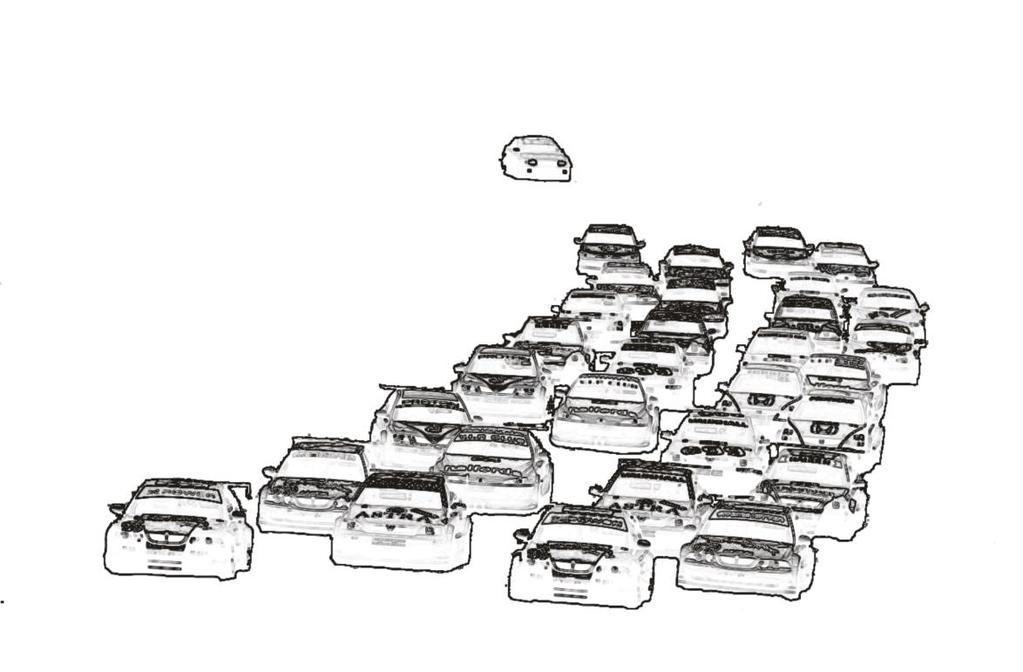 Observando as imagens correspondentes a cada uma das 3 componentes de cor, tente identificar a cor dos carros assinalados na figura seguinte.