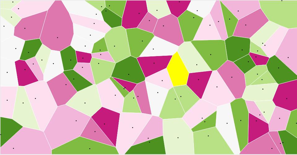 Disposição de Voronoi - Voronoi Tessellation A Disposição de Voronoi mostra o ponto mais próximo de um plano