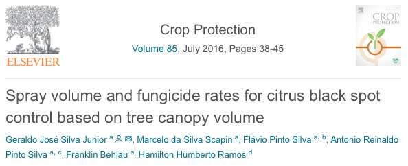 cítrico Volume de pulverização e taxas de