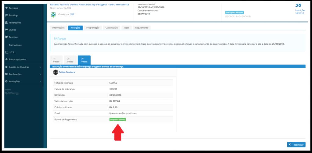 - No terceiro passo você encontrará o ícone IMPRIMIR BOLETO clicando nele será redirecionado para a impressão de seu boleto.