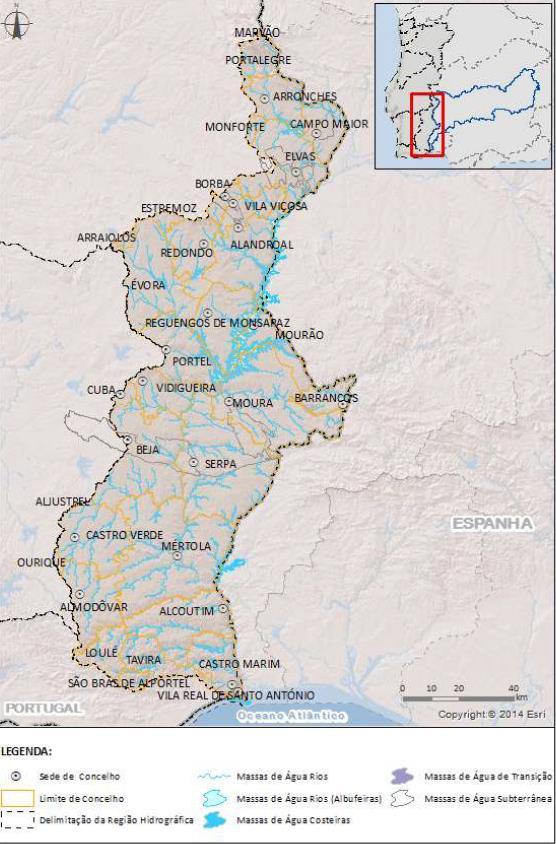 Avaliação Ambiental Estratégia Plano de Gestão de Região Hidrográfica do Guadiana (RH7) Objeto de Avaliação A RH7 tem uma área total em território português de 11 611 km 2 integrando a bacia