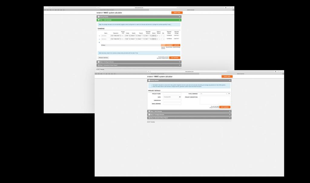 Calculadora do Sistema Uma ferramenta que ajuda os usuários a projetar requisitos de armazenamento e rede para o seu Sistema Wisenet