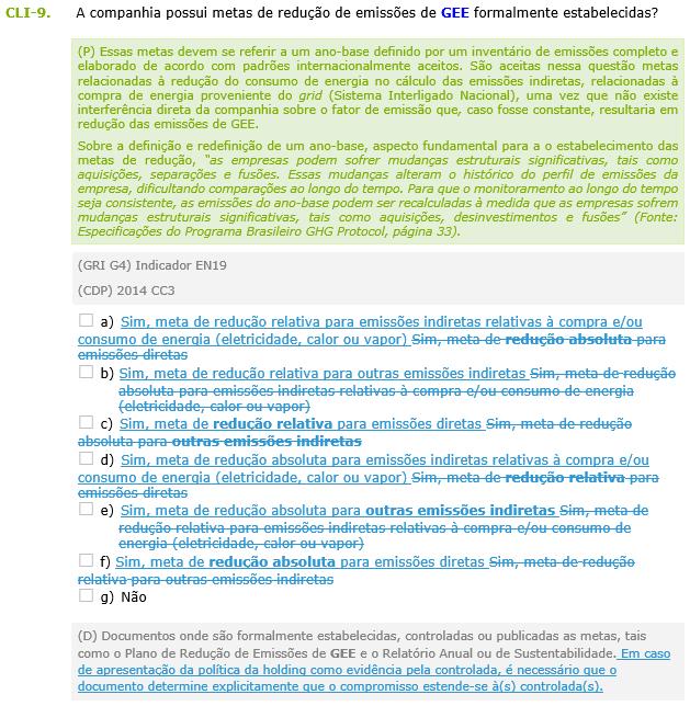 Propostas de ajustes no questionário 2017 Inserção de especificações sobre casos em que a controlada