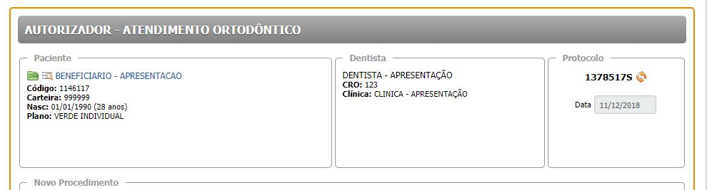 Menu Autorizador > Plano de tratamento > Ortodôntico. Neste menu devemos apenas lançar procedimentos de Ortodontia.