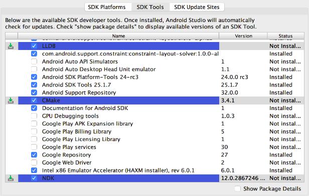 A) A primeira etapa corresponde à configuração de ambiente no Android Studio, na qual é necessário o acesso aos seguintes componentes: Native Development Kit (NDK): é um conjunto de ferramentas