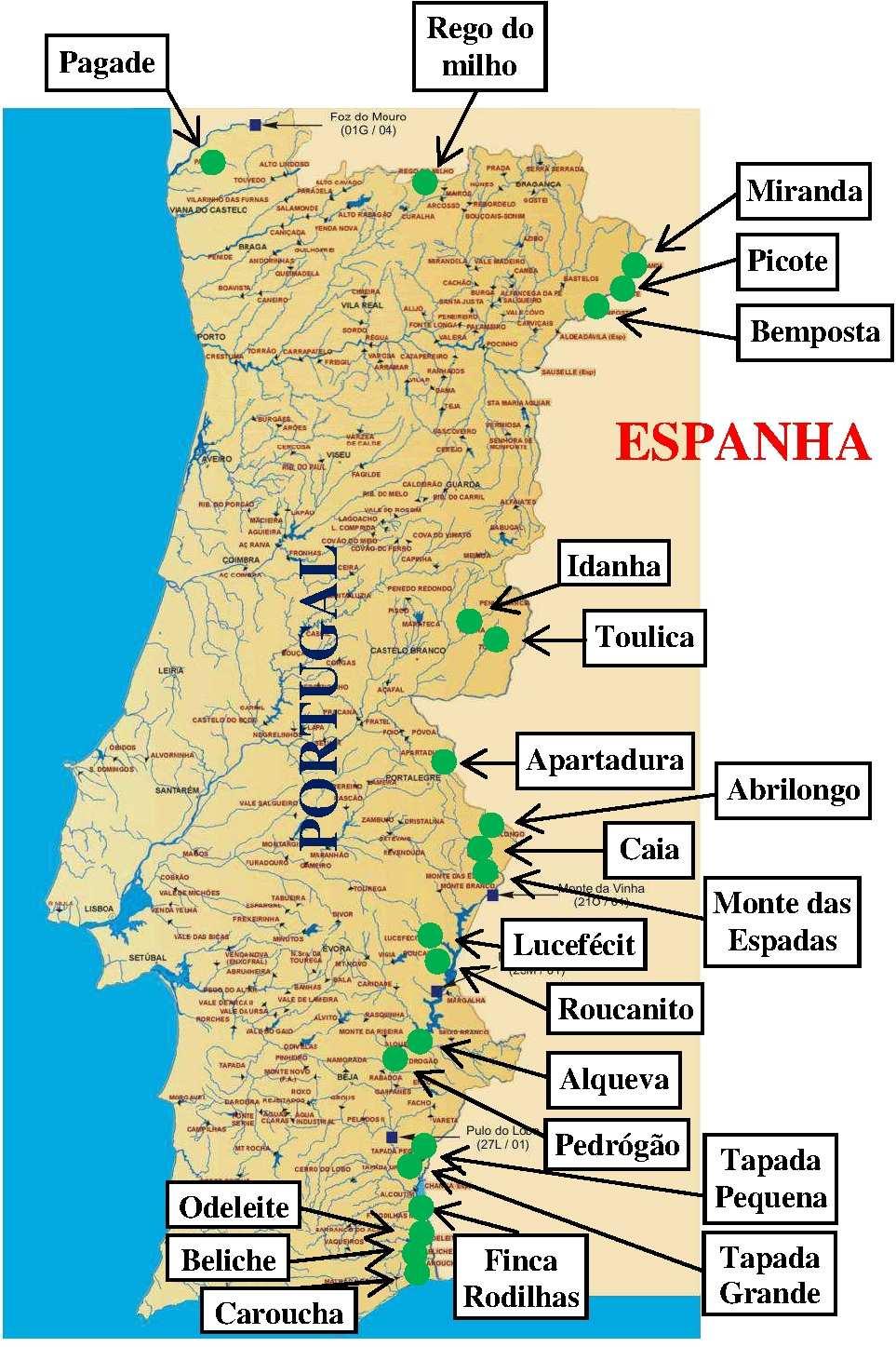 Figura 1 - Localização das grandes barragens portuguesas e das barragens com eventual impacto em Espanha. 3.2.