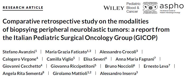 Amostragem dos Tumores Neuroblásticos Periféricos Biópsia incisional X Biópsia por agulha Avanzini S et al. Pediatr Blood Cancer, 2017, 64:e26284.