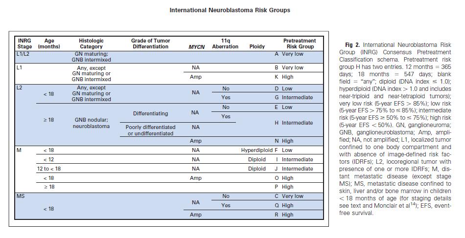 Aplicação da classificação INPC na estratificação de risco INRG Cohn SL et al.