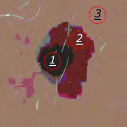 1 tem-se o valor das componentes RGB para cada uma das três regiões. As regiões 1e2pertencem àárea doente, enquanto a região 3 é saudável. Observando-se a imagem da figura 3.
