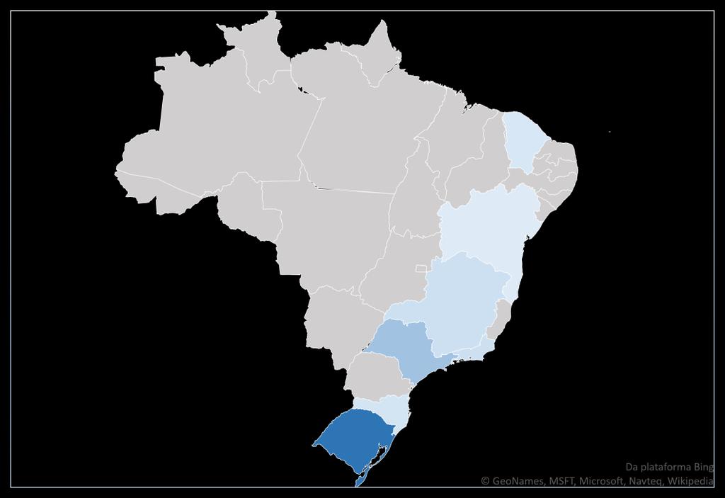 Distribuição das demandas por Estados O Rio Grande do Sul foi o Estado que mais