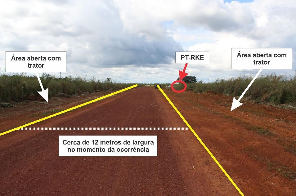 Figura 2 - Pista não registrada de Goianésia do Pará após alargamento com trator. A utilização de trator encobriu as marcas deixadas pela aeronave no solo.