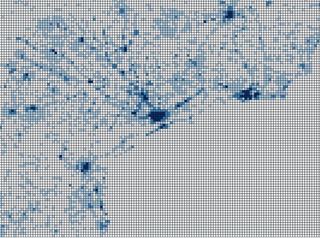 Density (total road length/cell)