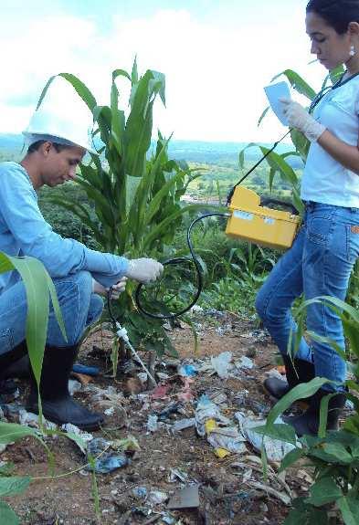 Figura 6: Leitura das concentrações do biogás no antigo lixão de Juazeiro do Norte-CE. Tabela 1: Indicação da faixa de leitura dos sensores de gás.