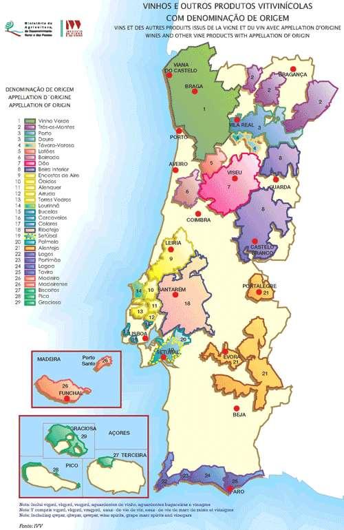 I Introdução Figura I.1 - Dominações de Origem em Portugal. A região dos Vinhos Verdes estende-se por todo o noroeste do país, tradicionalmente conhecida como Entre Douro e Minho.