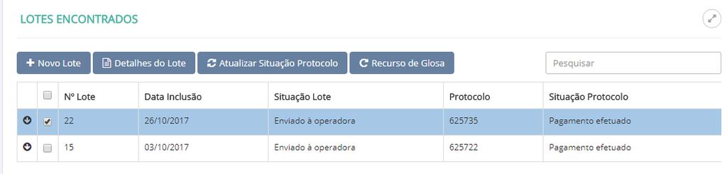 Ao clicar na opção recurso de glosa, será apresentada a seguinte tela de Recurso Glosa.